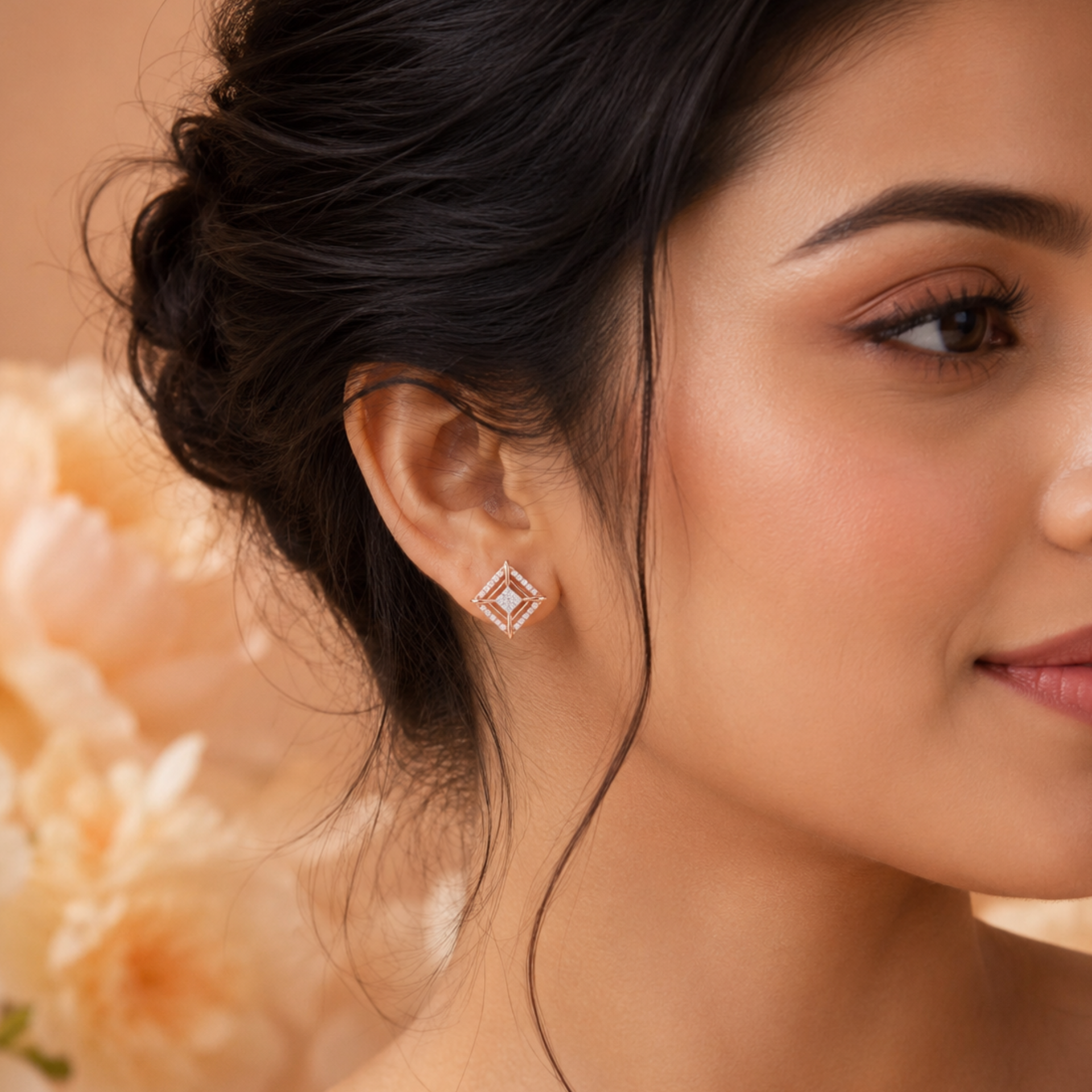 Starlit Grid Lab Grown Diamond Earrings