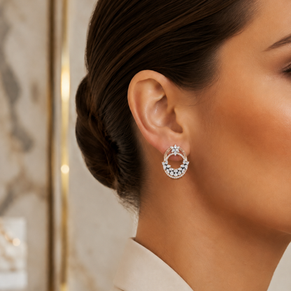 Springtime Orbit Cluster Lab Grown Diamond Earrings