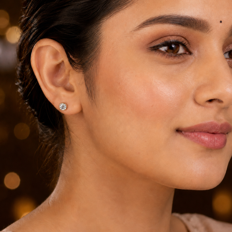 Elegant Floral Lab Grown Diamond Stud Earrings