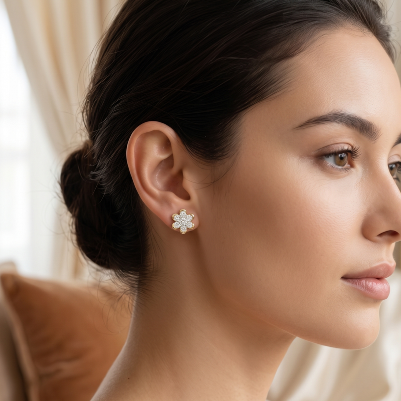 Golden Floret Lab Grown Diamond Earrings