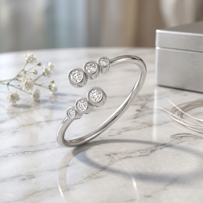 Floating Trio Platinum Plated Lab Grown Diamond Ring