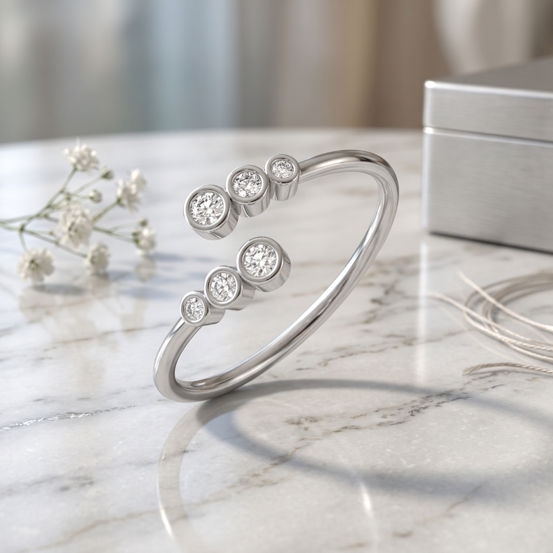Floating Trio Platinum Plated Lab Grown Diamond Ring