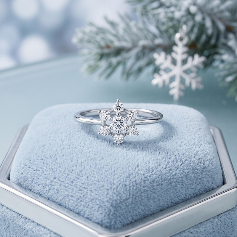 Star Leaf Cluster Platinum Plated Lab Grown Diamond Ring