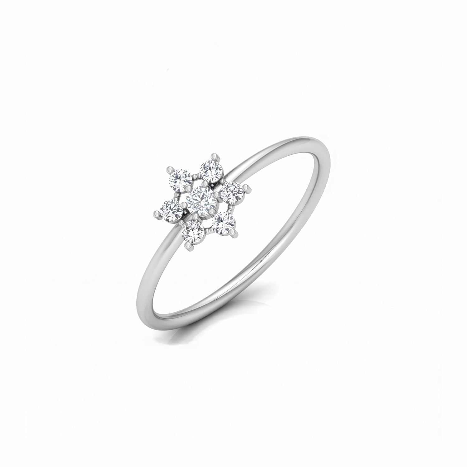 Star Leaf Cluster Platinum Plated Lab Grown Diamond Ring