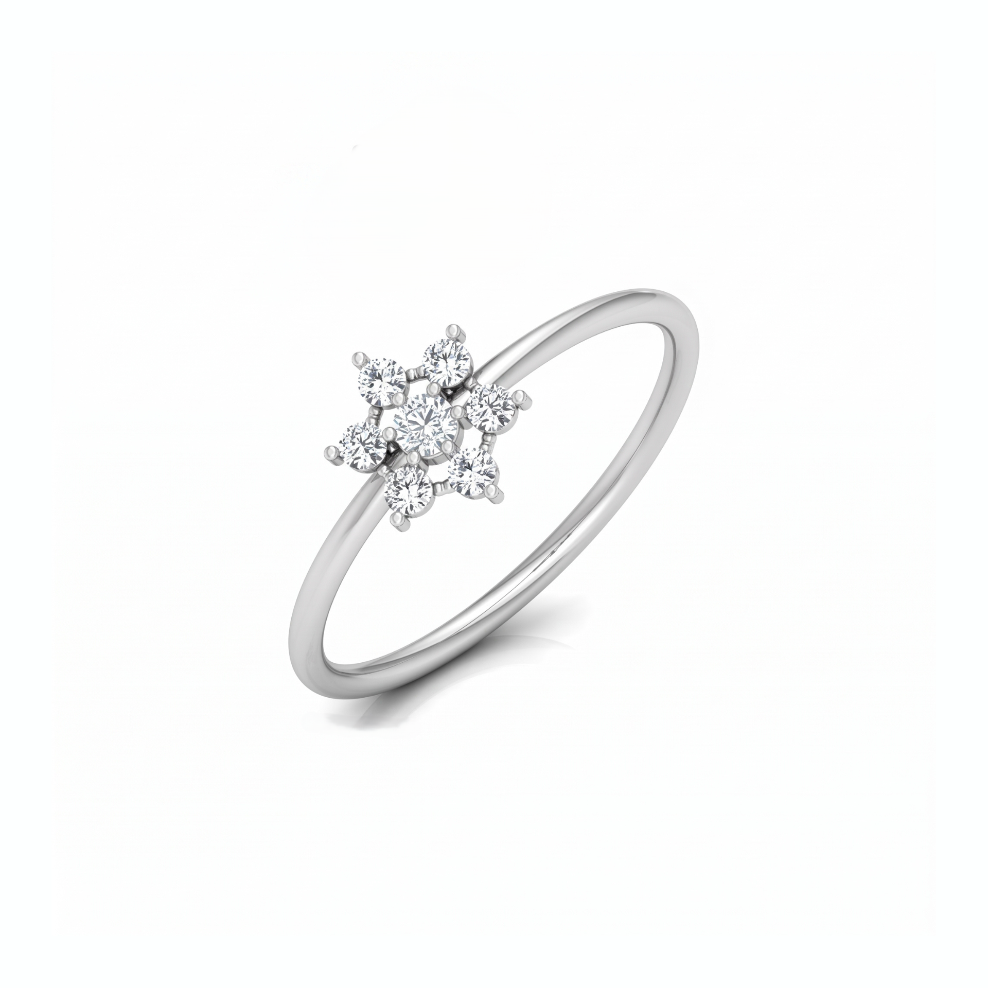 Star Leaf Cluster Platinum Plated Lab Grown Diamond Ring