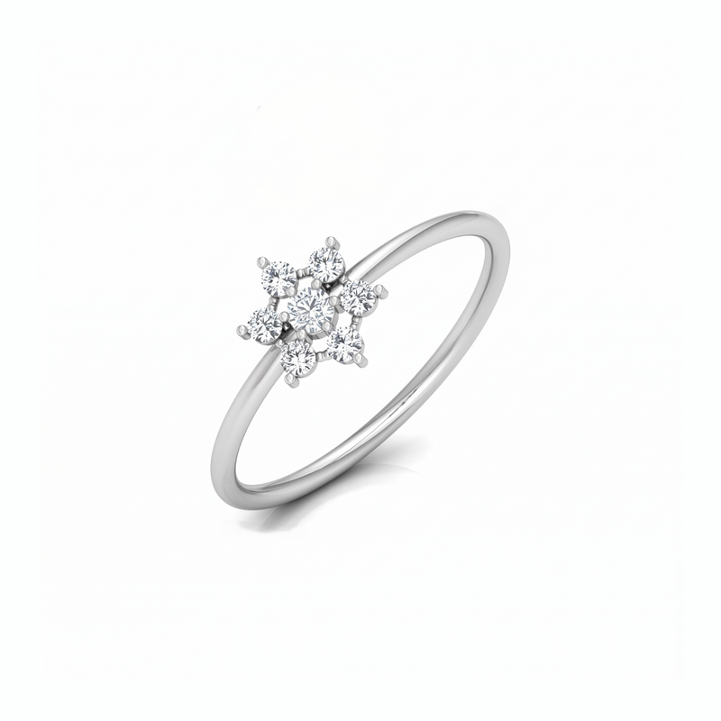 Star Leaf Cluster Platinum Plated Lab Grown Diamond Ring