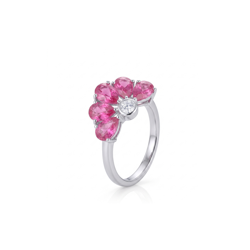 Tiara Burst Platinum Plated Lab Grown Diamond Ring