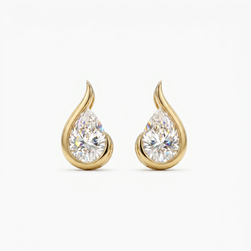 Astraea’s Peak  Solitaire Lab Grown Diamond Earrings