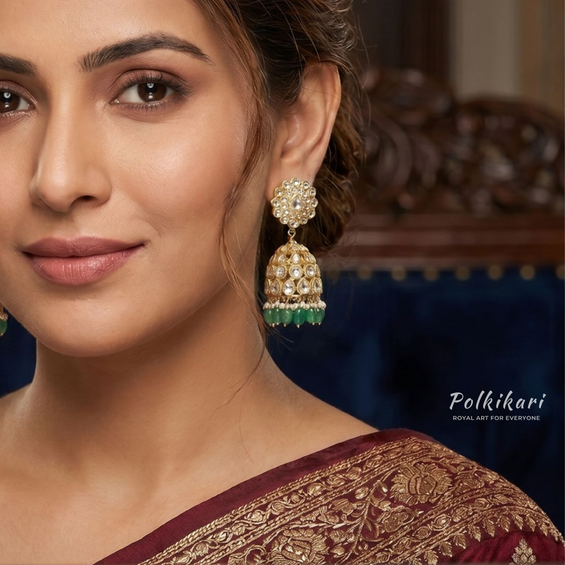 Lotus Dome Lab Grown Polki Earrings