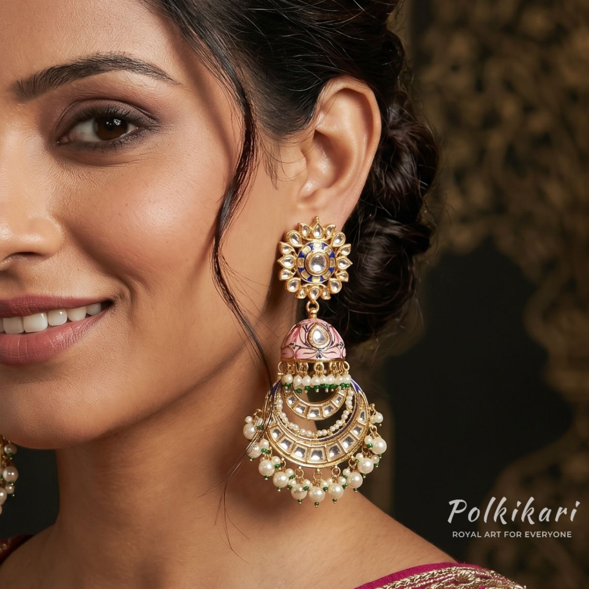 Iconic Multi-Tiered Lab Grown Polki Earrings