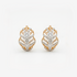 Geometric gold stud earrings featuring sparkling lab-grown diamonds on a white background.