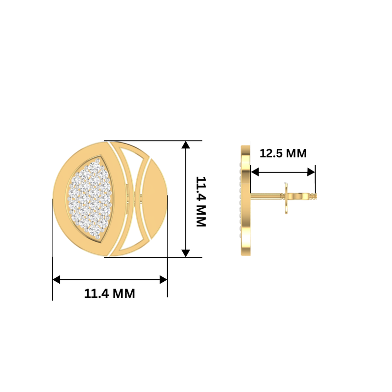 Mosaic Disc Studs Gold Plated Lab Grown Diamond Earrings