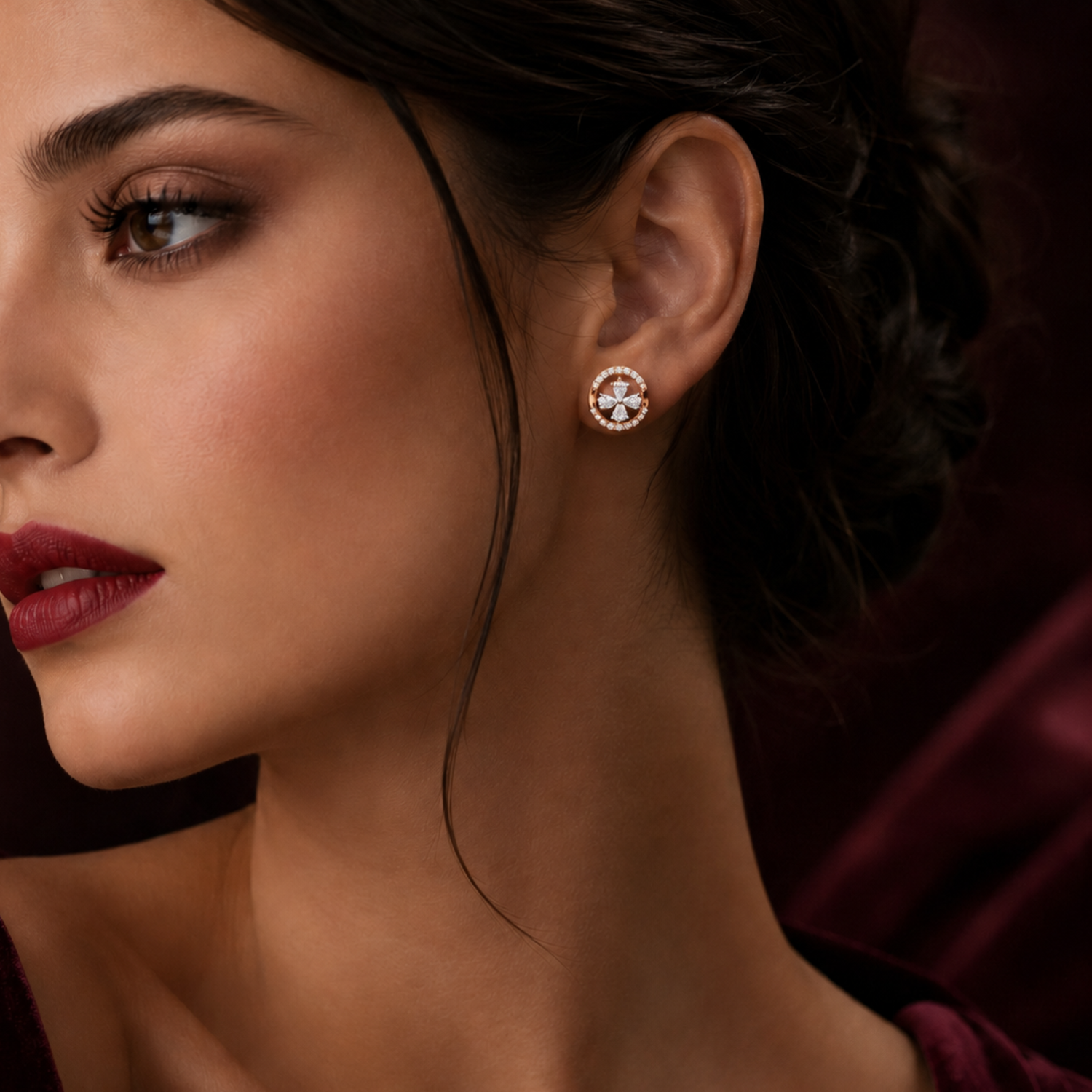 Crowned Cross Lab Grown Diamond Earrings