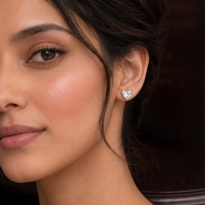 Cherished Glow Heart Solitaire Lab Grown Diamond Earrings