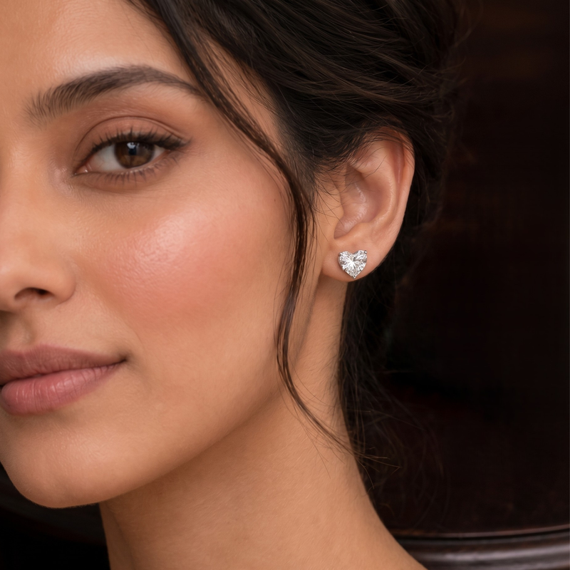 Cherished Glow Heart Solitaire Lab Grown Diamond Earrings