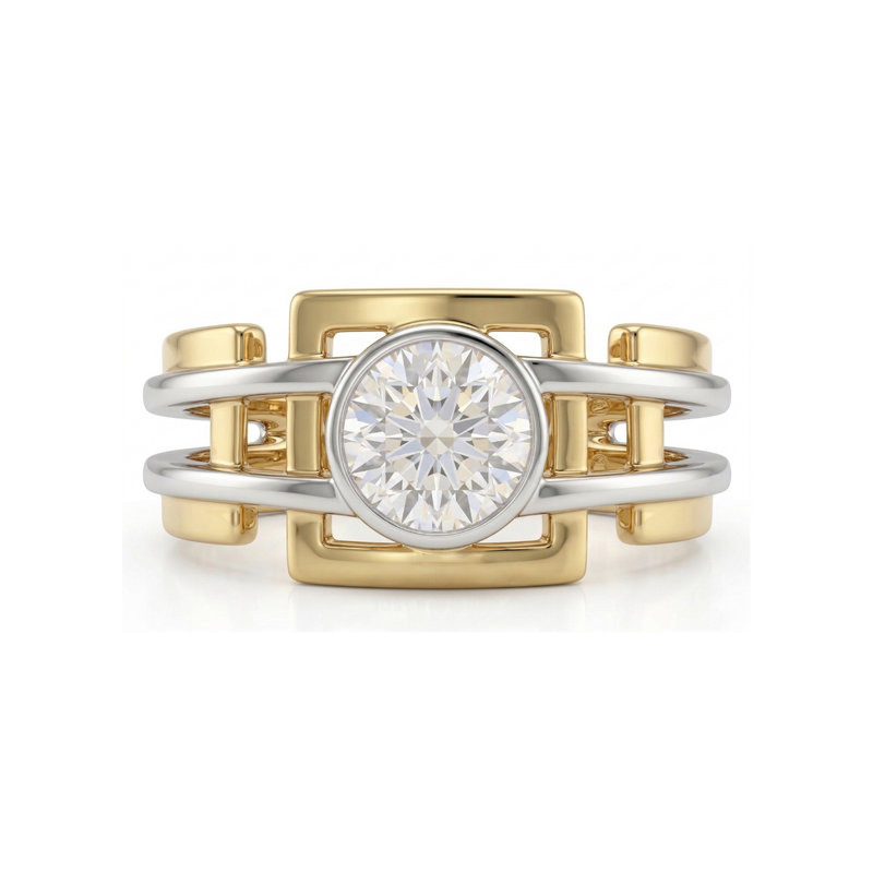 Dual Axis Solitaire Lab Grown Diamond Ring
