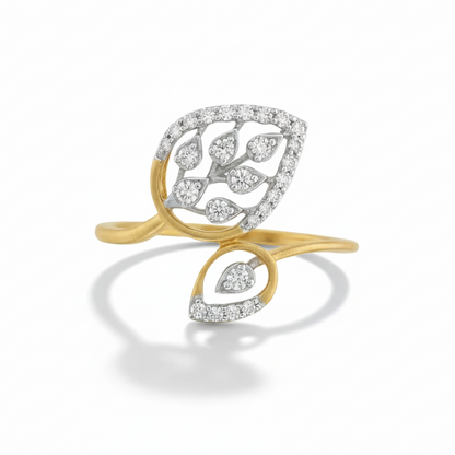Delicate Leaf Lab Grown Diamond Ring