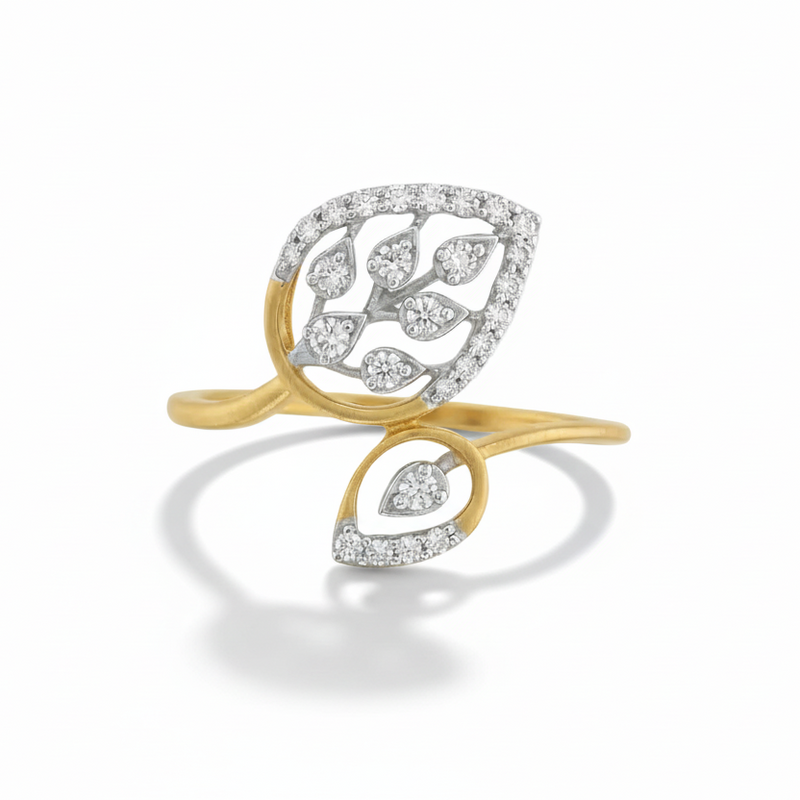 Delicate Leaf Lab Grown Diamond Ring