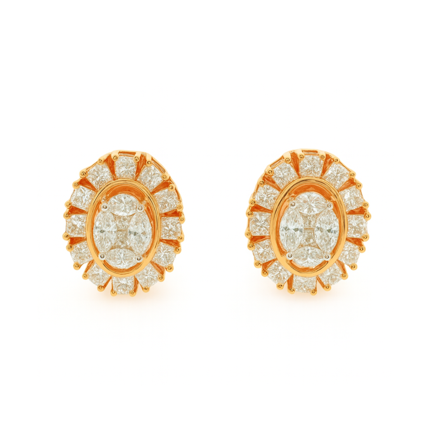 Golden Sunflower Lab Grown Diamond Earrings