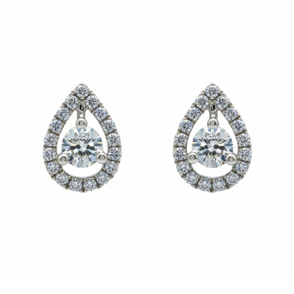 Teardrop Halo Lab Grown Diamond Earrings
