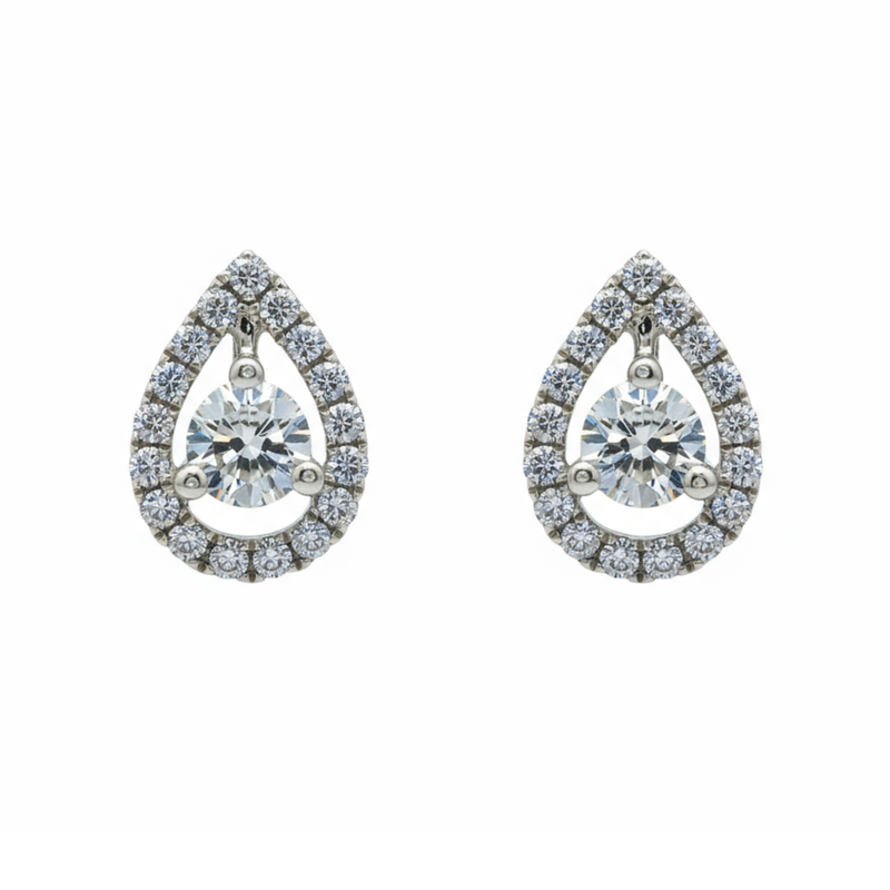 Teardrop Halo Lab Grown Diamond Earrings