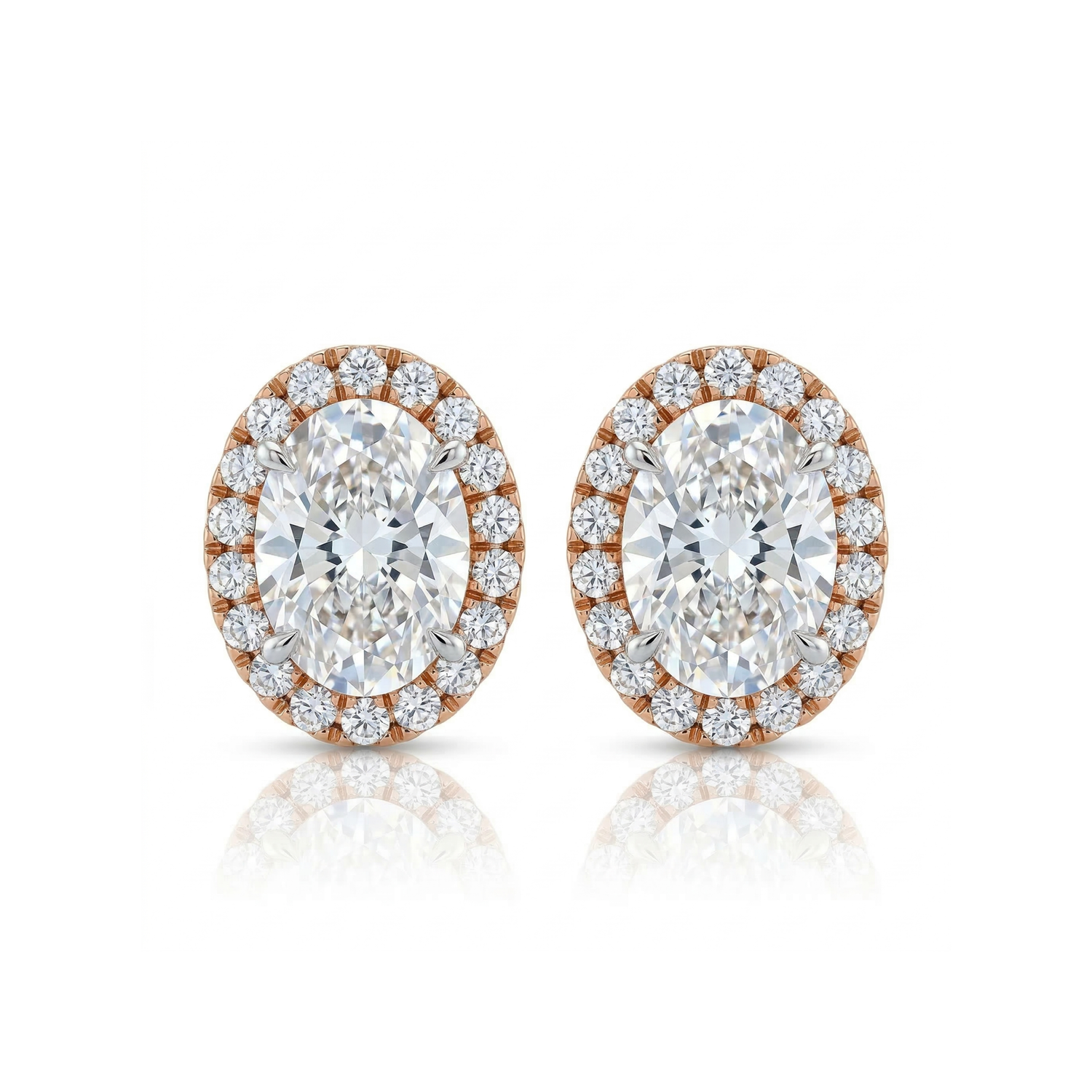 Rosewater Halo Solitaire Lab Grown Diamond Earrings