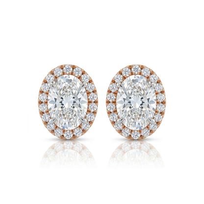 Rosewater Halo Solitaire Lab Grown Diamond Earrings