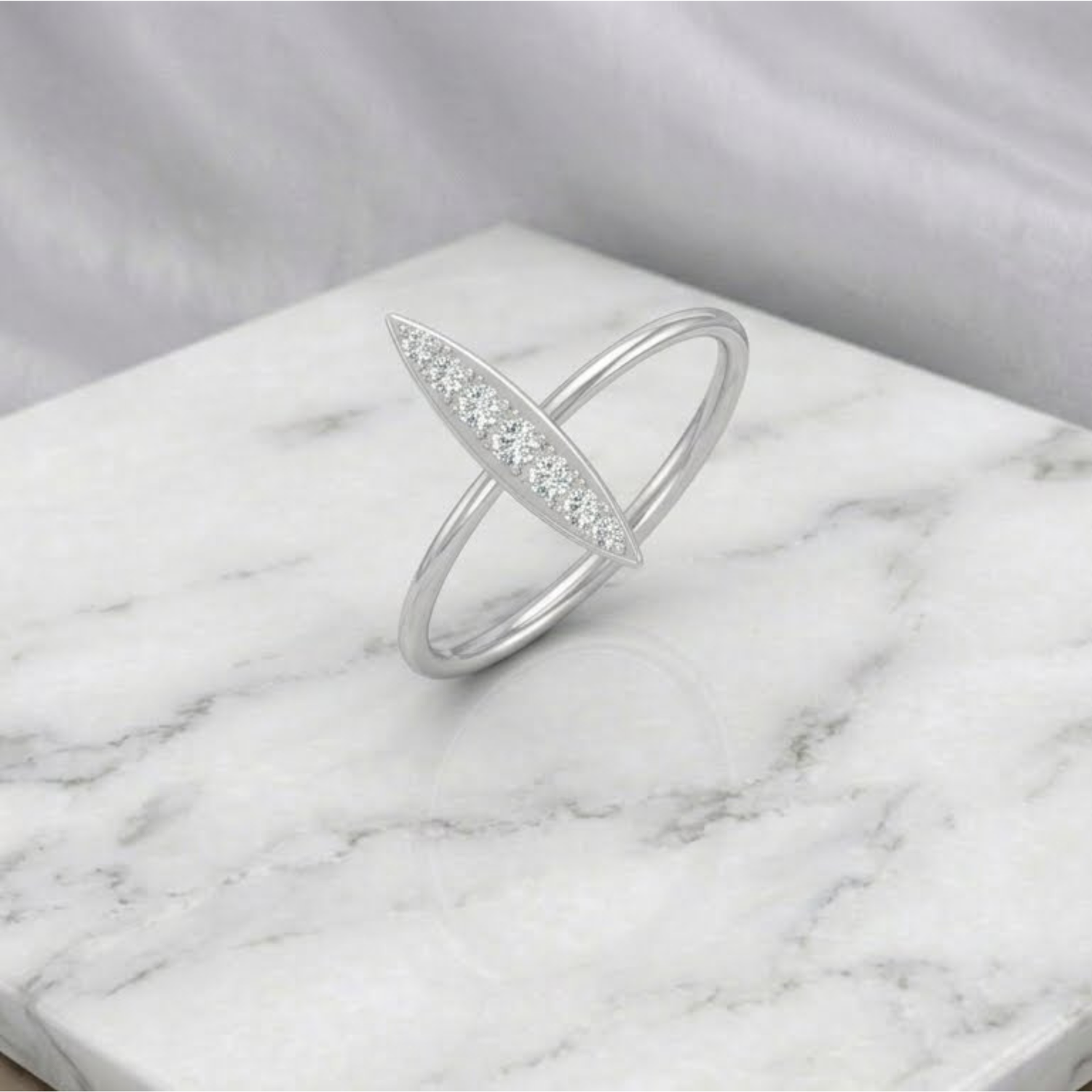 Pulse Point Platinum Plated Lab Grown Diamond Ring