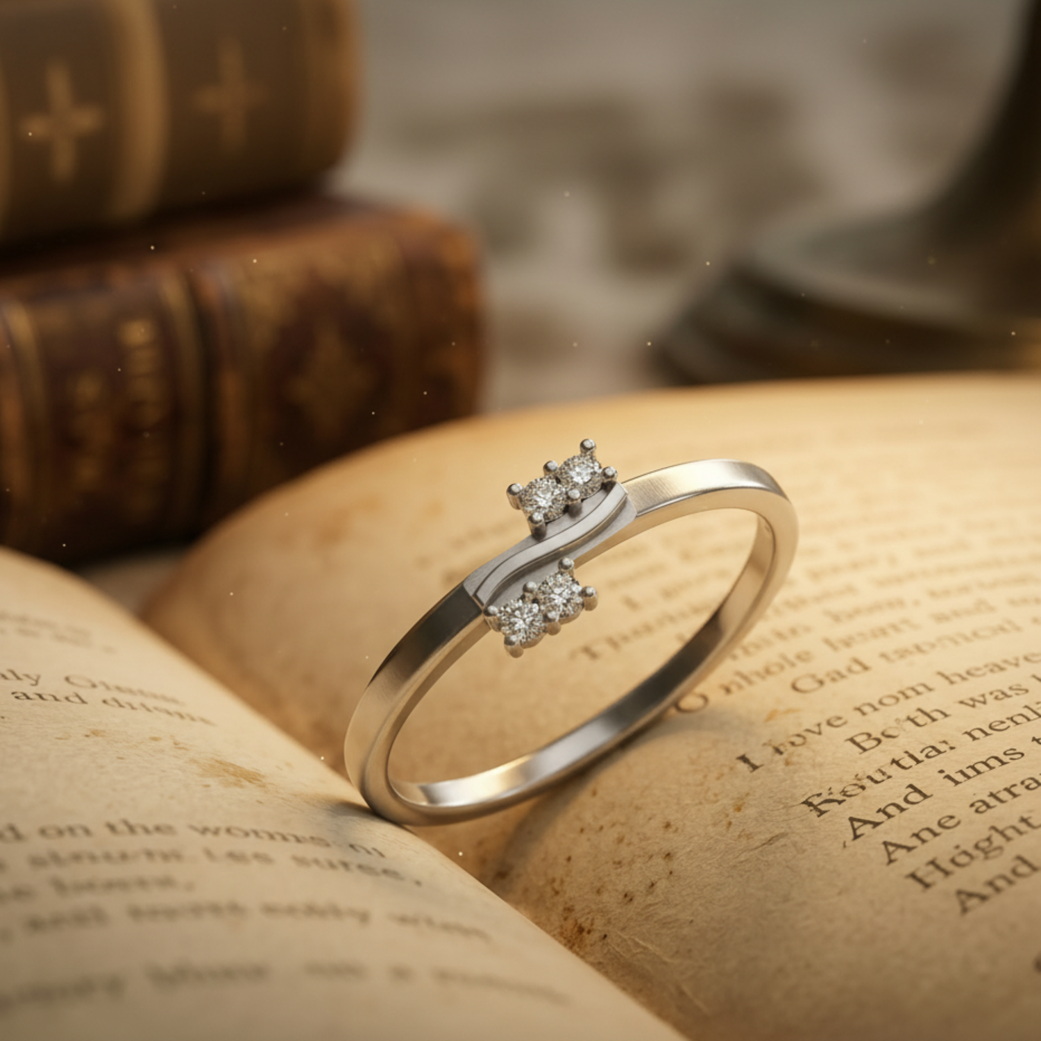 Duo Drift Platinum Plated Lab Grown Diamond Ring