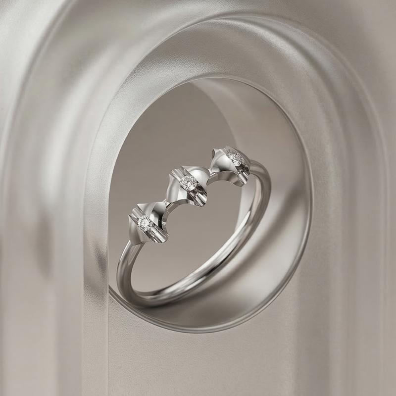 Shield Sequence Platinum Plated Lab Grown Diamond Ring