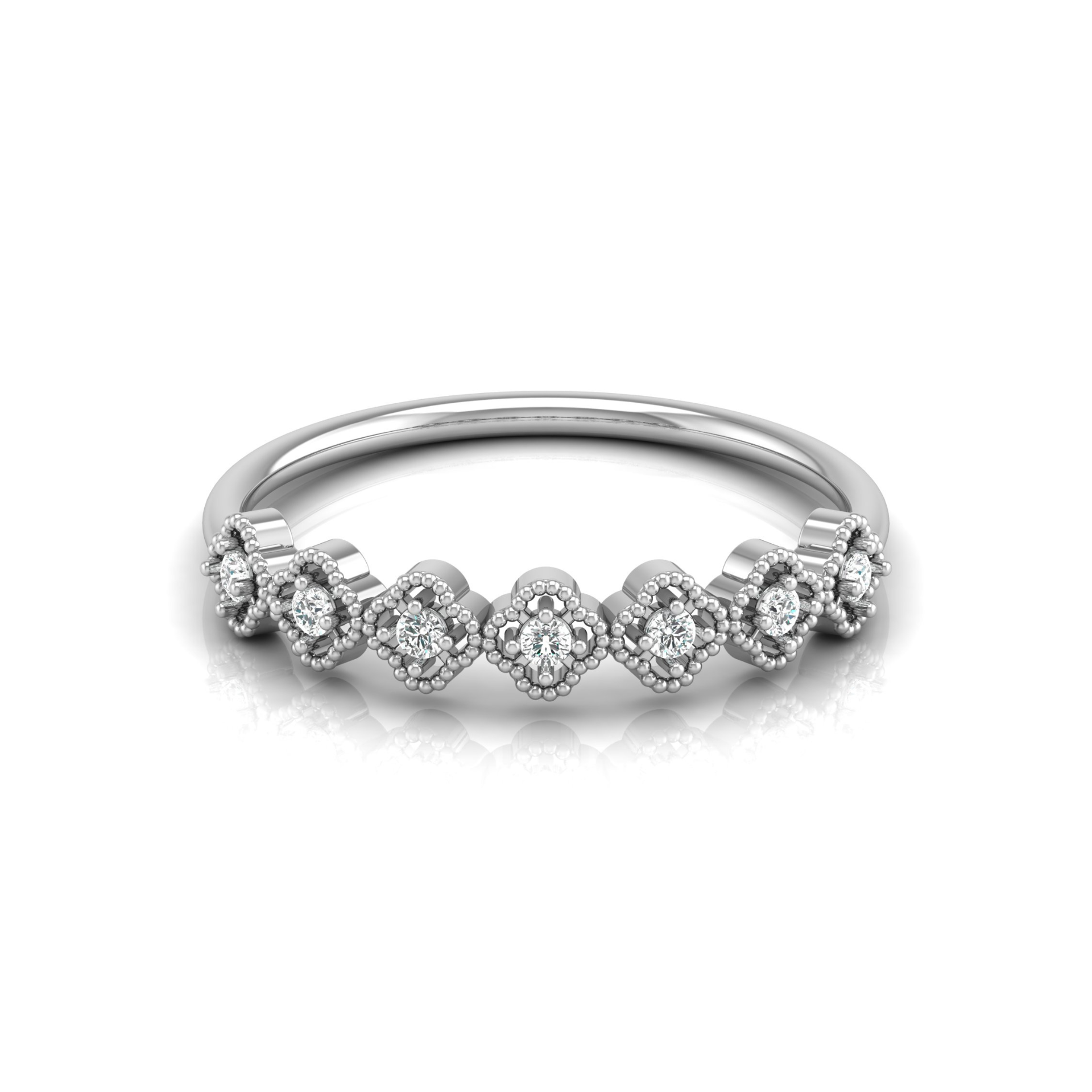 Gothic Crest Platinum Plated Lab Grown Diamond Ring