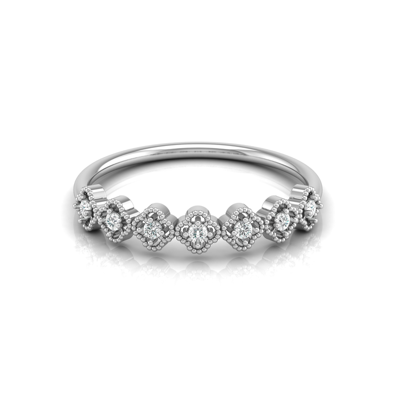 Gothic Crest Platinum Plated Lab Grown Diamond Ring