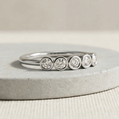 Bezel Beam Platinum Plated Lab Grown Diamond Ring