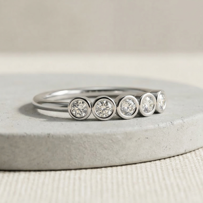 Bezel Beam Platinum Plated Lab Grown Diamond Ring