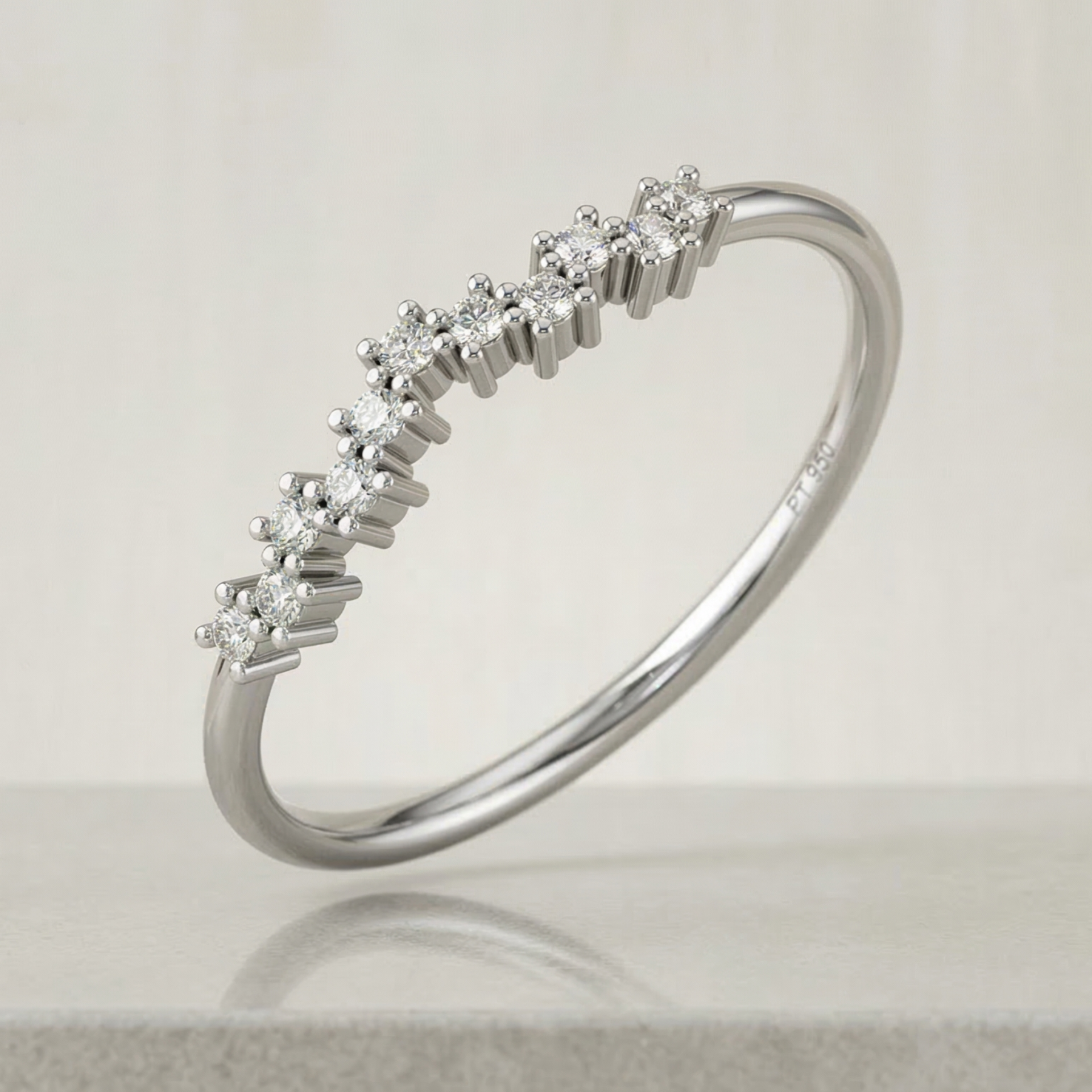 Serrated Shimmer Platinum Plated Lab Grown Diamond Ring