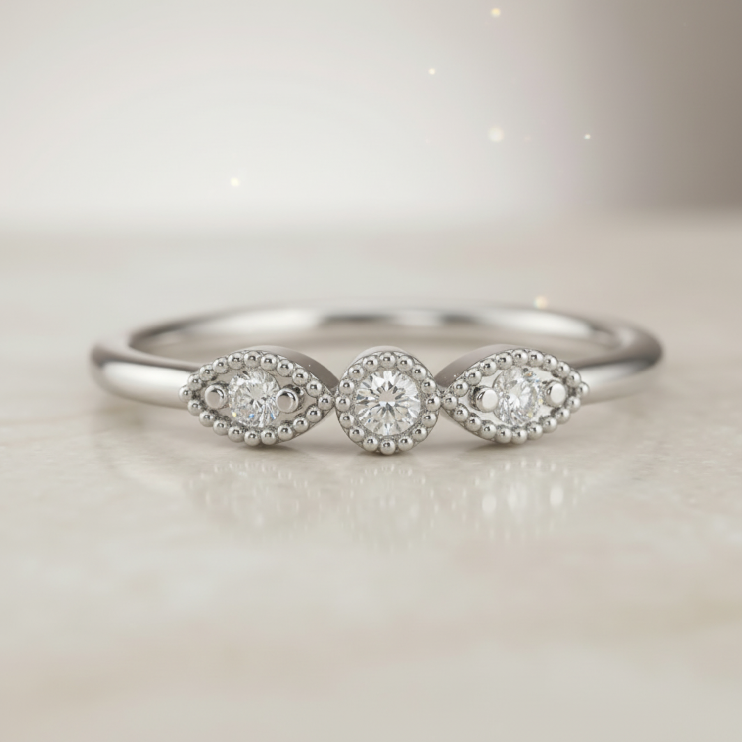 Sphere Sequence Platinum Plated Lab Grown Diamond Ring