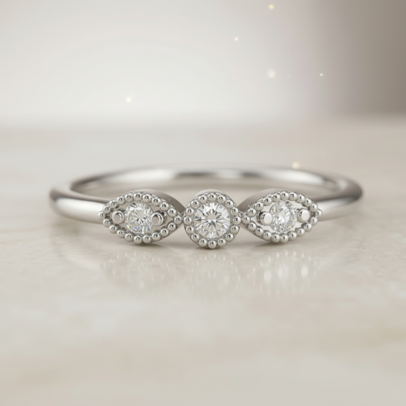 Sphere Sequence Platinum Plated Lab Grown Diamond Ring