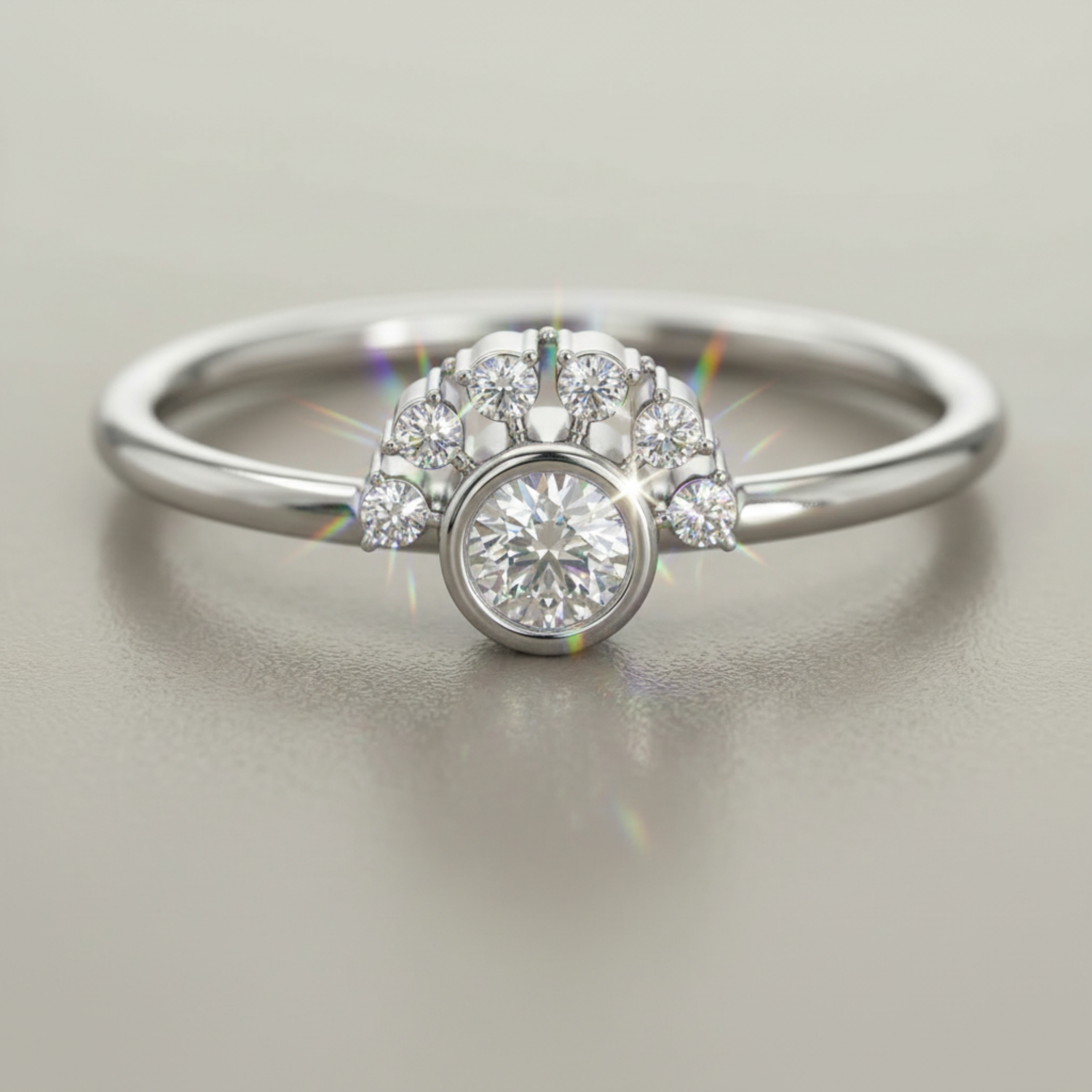 Morning Bloom Platinum Plated Lab Grown Diamond Ring