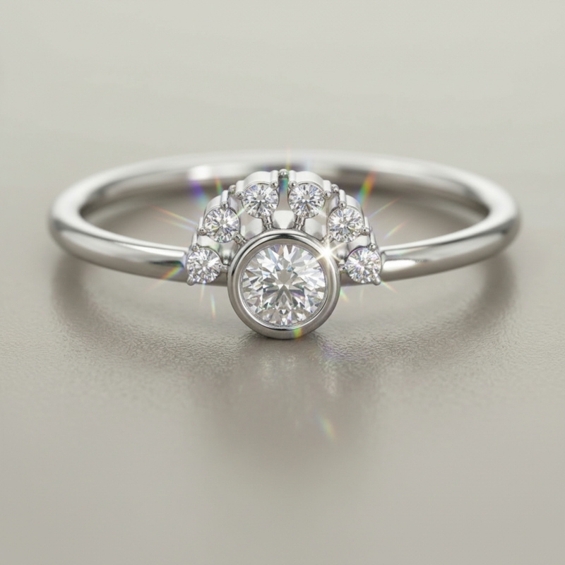 Morning Bloom Platinum Plated Lab Grown Diamond Ring