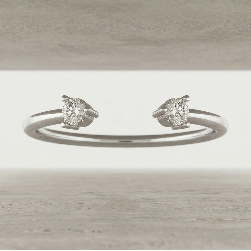 Lunar Gap Platinum Plated Lab Grown Diamond Ring