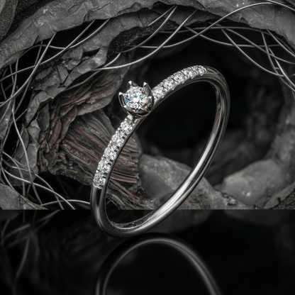 Amour Petal Platinum Plated Lab Grown Diamond Ring