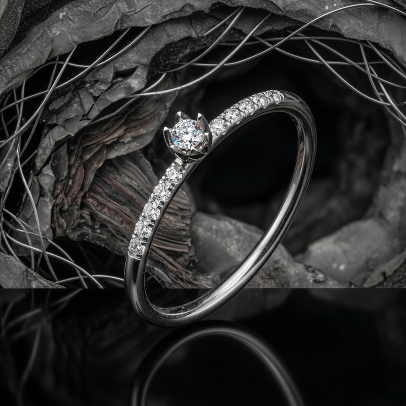 Amour Petal Platinum Plated Lab Grown Diamond Ring