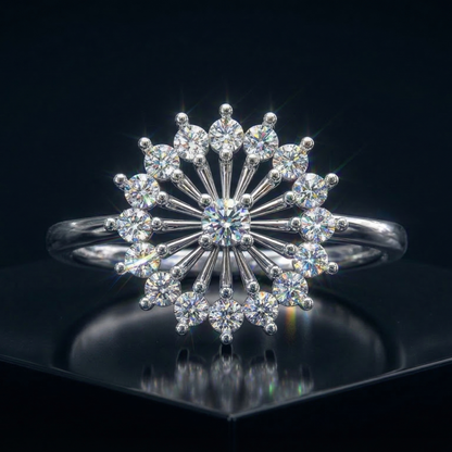 Tiara Round Platinum Plated Lab Grown Diamond Ring