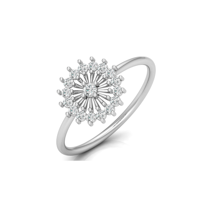 Tiara Round Platinum Plated Lab Grown Diamond Ring