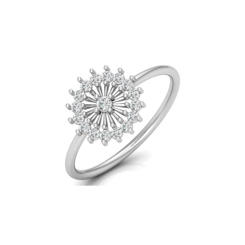 Tiara Round Platinum Plated Lab Grown Diamond Ring