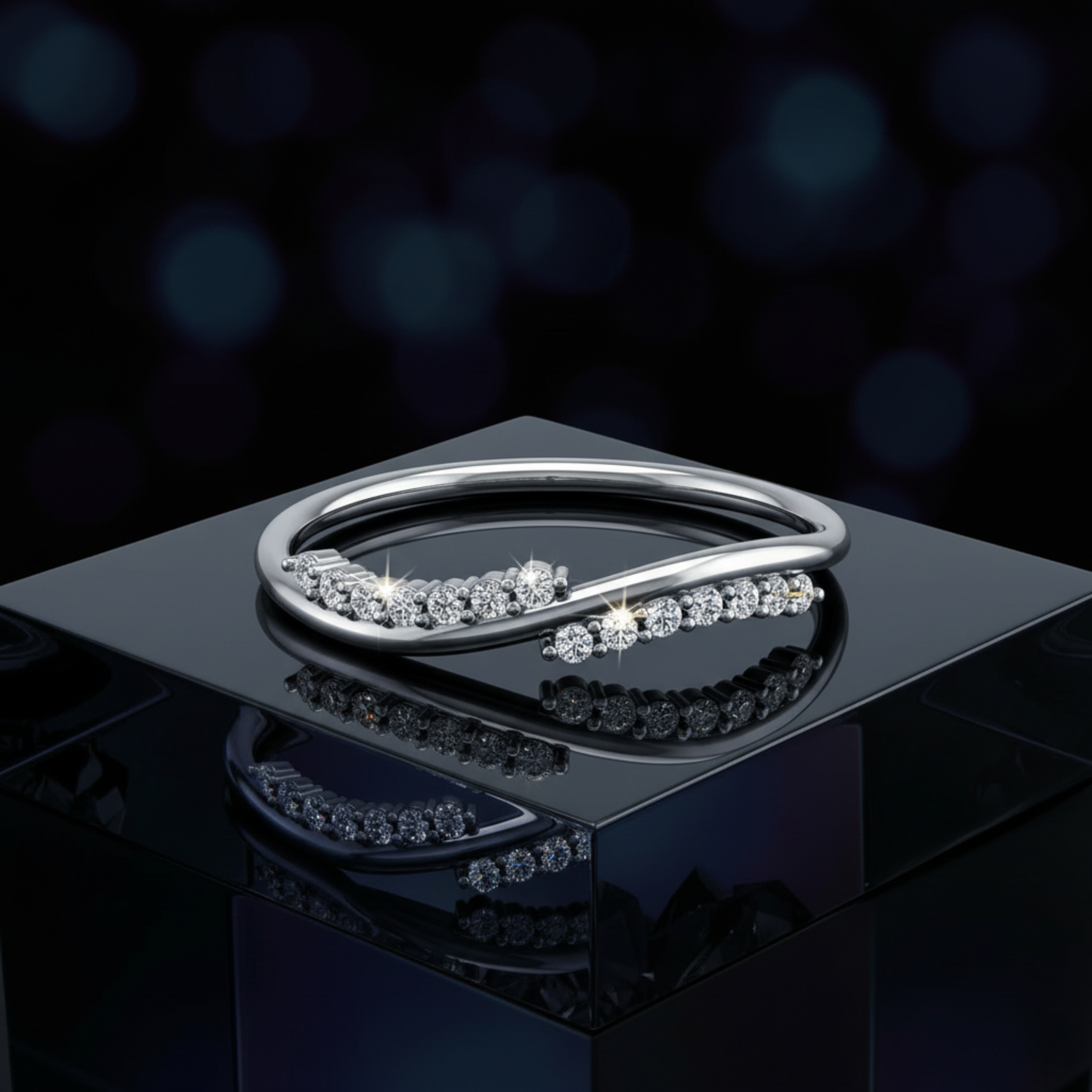 Meander Platinum Plated Lab Grown Diamond Ring