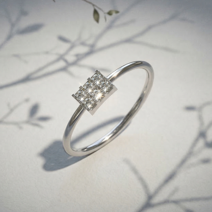 Metric Rectangle Platinum Plated Lab Grown Diamond Ring
