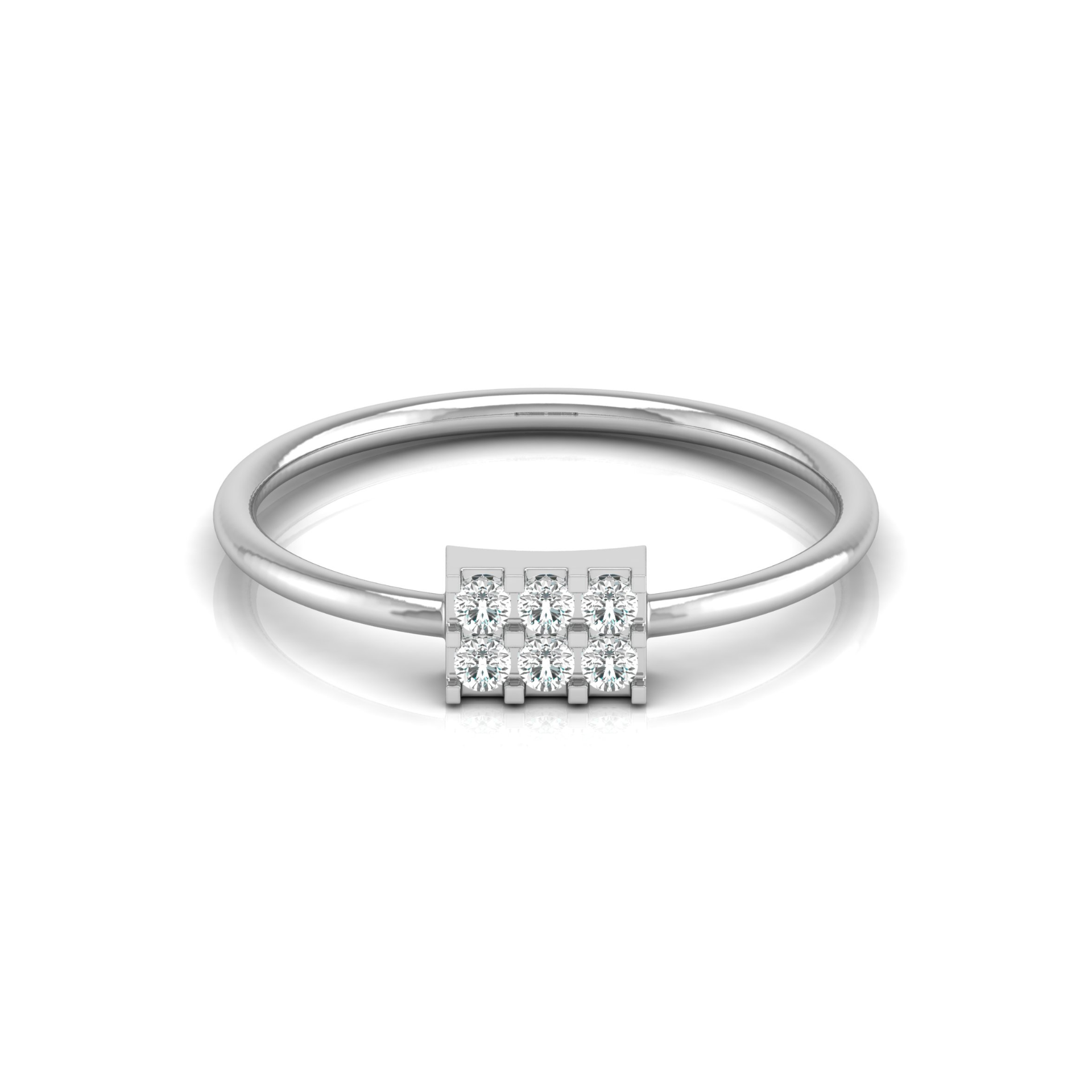 Metric Rectangle Platinum Plated Lab Grown Diamond Ring