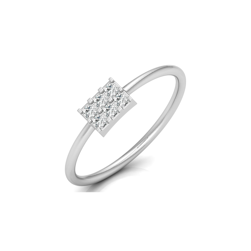 Metric Rectangle Platinum Plated Lab Grown Diamond Ring