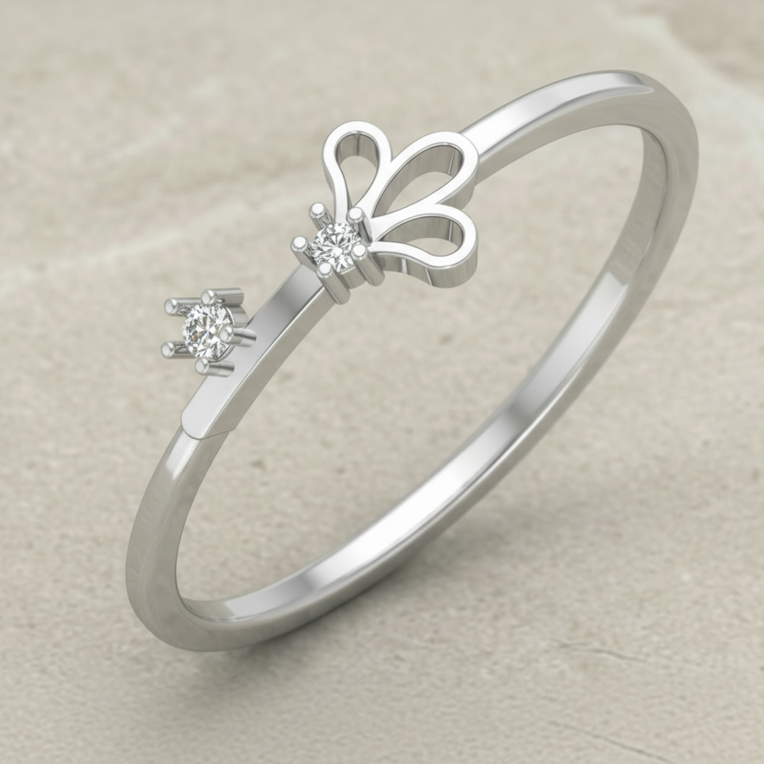 Wandering Petal Platinum Plated Lab Grown Diamond Ring